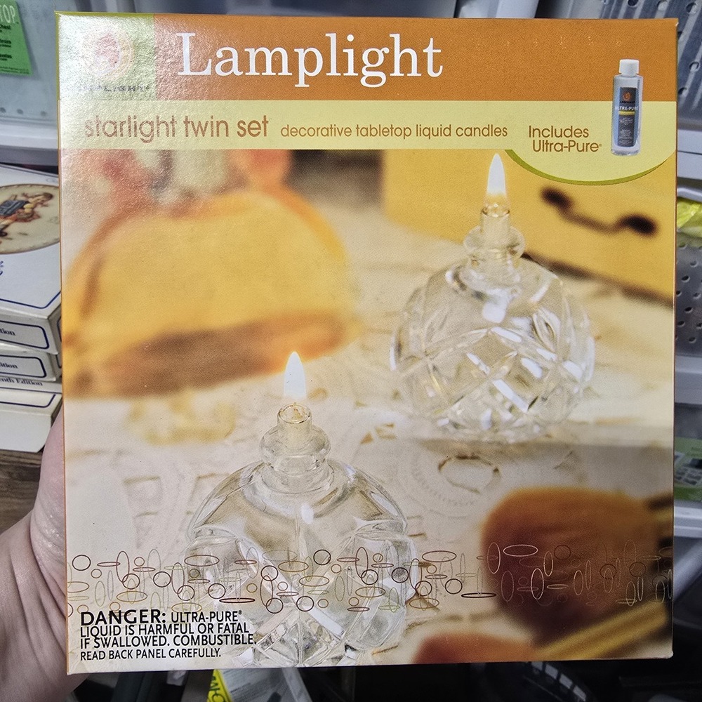 Lamplight Starlight Twin Set Decorative Tabletop Liquid Candles New In Box